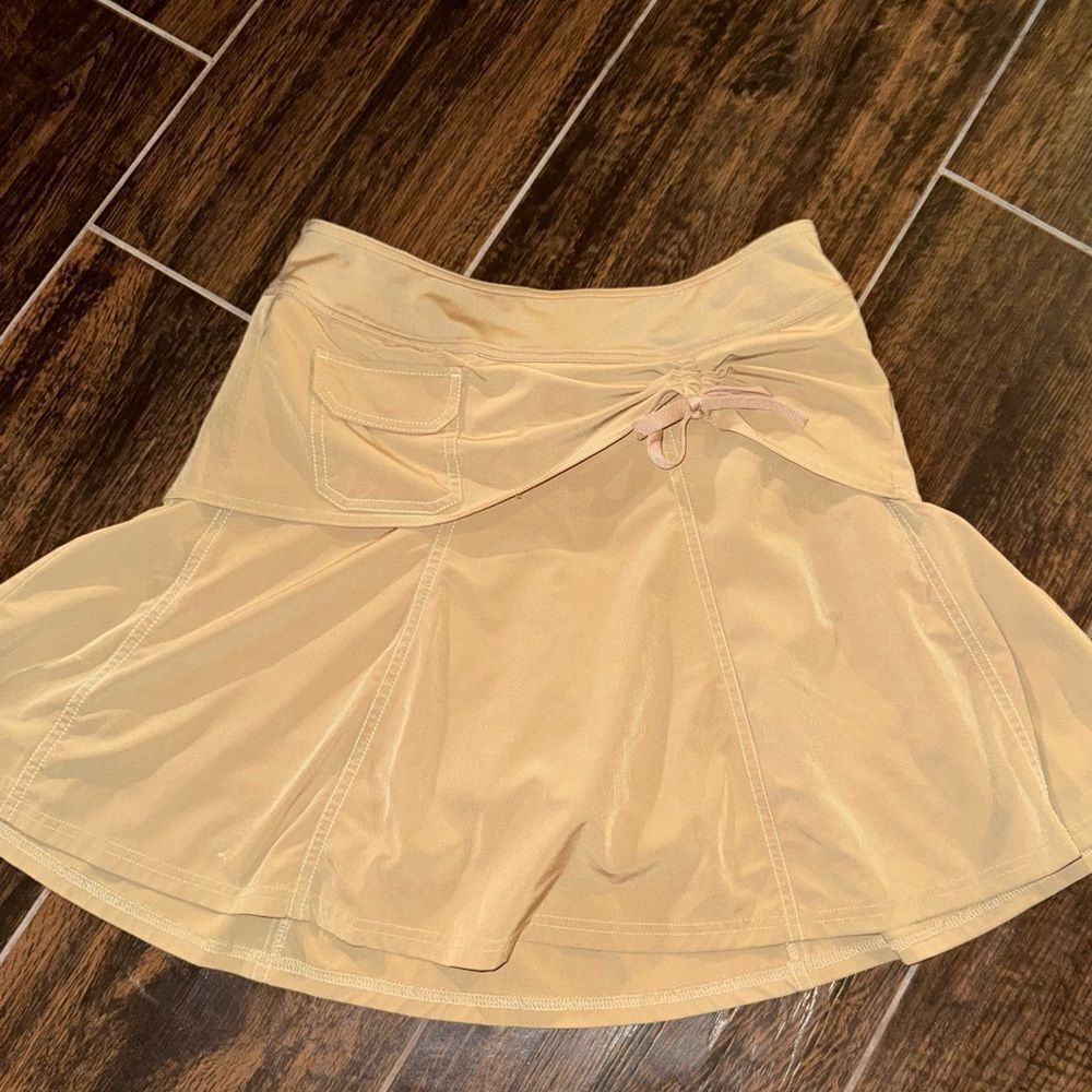 Athleta Canyon Skort Cinch Front Khaki Sz 2 Hiking Golf Athletic Skirt 219056